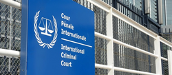 Sign at the International Criminal Court.
