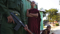 Buddhist monks in Meiktila, Myanmar