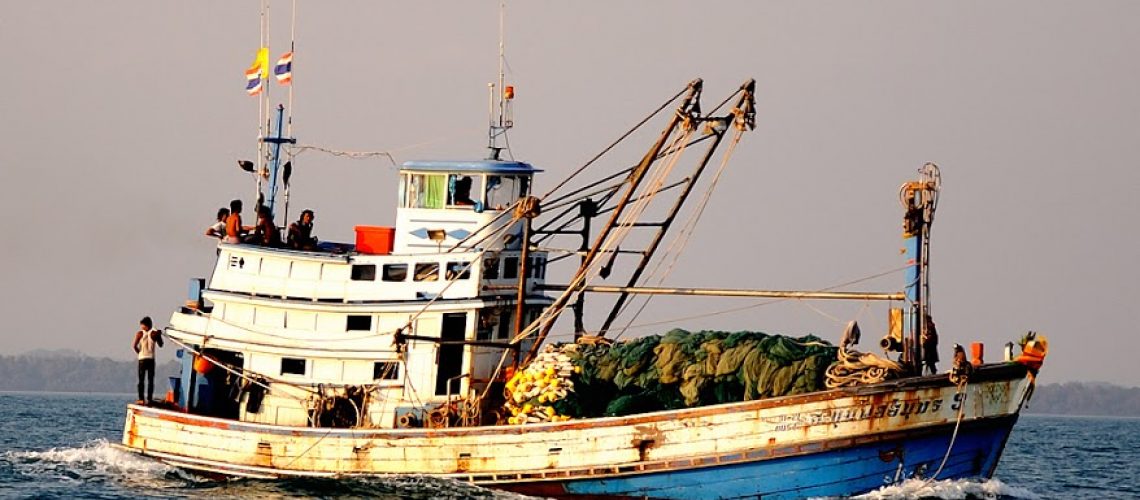 A Thai fishing boat along Koh Samet, an island in the country’s eastern seaboard. Source: Mongabay, Lies, Deceit And Abduction Staff Thailand’s Fishing Industry. Photographer: Philippe Gabriel.