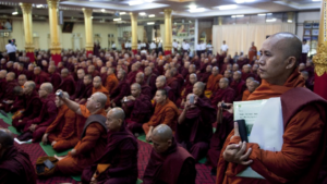 Theravada Buddhist civic leaders in Myanmar.
